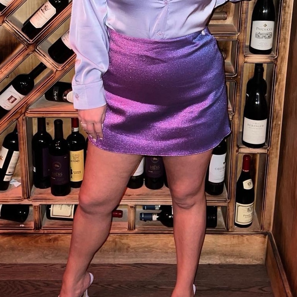Topshop holographic metallic mini skirt in multi